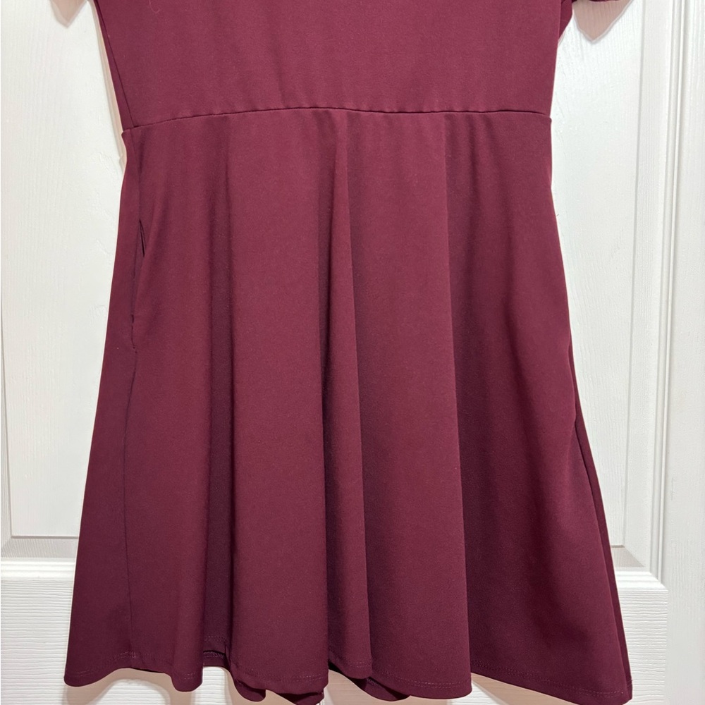 Hot Topic Burgundy Mini Dress with Black Lace Collar - Picture 2 of 7